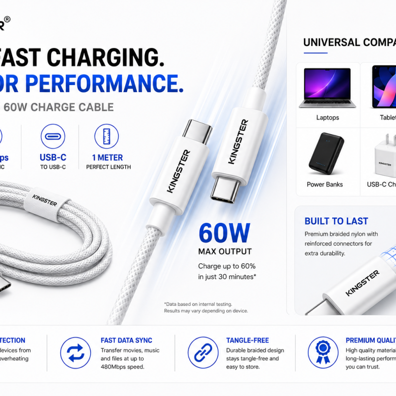 KINGSTER 60W Type C to Type C Cable