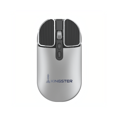 KINGSTER® Wireless Bluetooth Rechargeable Mouse – Silent Click, Dual Mode (BT 5.2 + 2.4GHz), Silvar