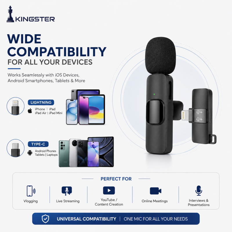 KINGSTER® K9 Dual Wireless Lavalier Microphone for Android & iPhone